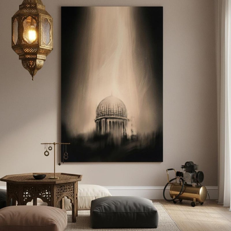 TNESSENTIAL Miraj Night Journey Canvas Art | Kaaba Mecca Watercolor Print - Image 5