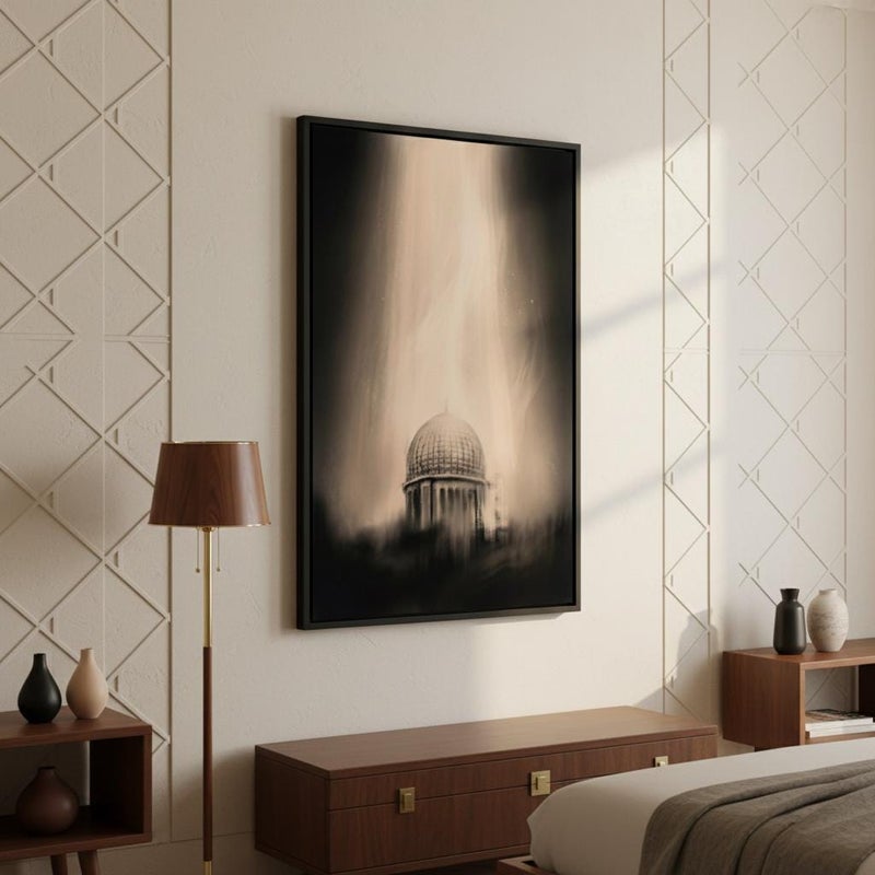 TNESSENTIAL Miraj Night Journey Canvas Art | Kaaba Mecca Watercolor Print - Image 3