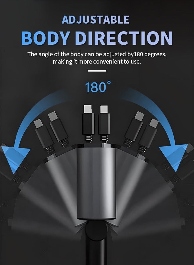Retractable Car Charger, 4 in 1 Car Fast Charger for iPhone and Type C, Retractable Cables and 2 Charging Ports, Compatible with Mobile Phones/Earphones/Table - Image 4