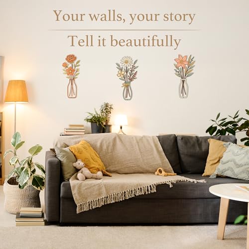 CarryWise 3 Piece Metal Flower Wall Art for Bedroom Living Room Rustic Farmhouse Floral Wall Decor for Bathroom Dining Room Boho Home Decorations Modern Minimalism Walls Hanging Sculptures - Image 2