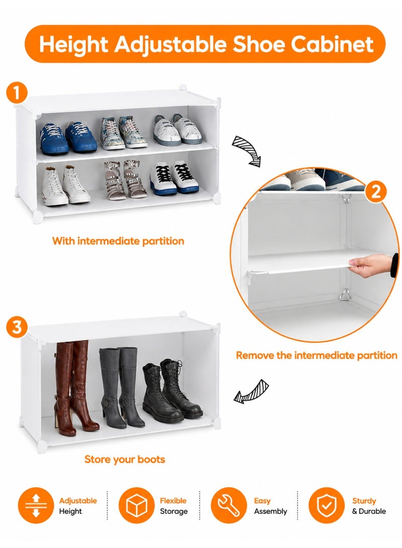 Eworld 6-Tier Plastic Shoe Organizer Rack with Doors | 6 Shelves Free-Standing Entryway & Hallway Storage Furniture | Large Capacity, Adjustable, Waterproof & Dust-Resistant Shoe Cabinet - Image 4