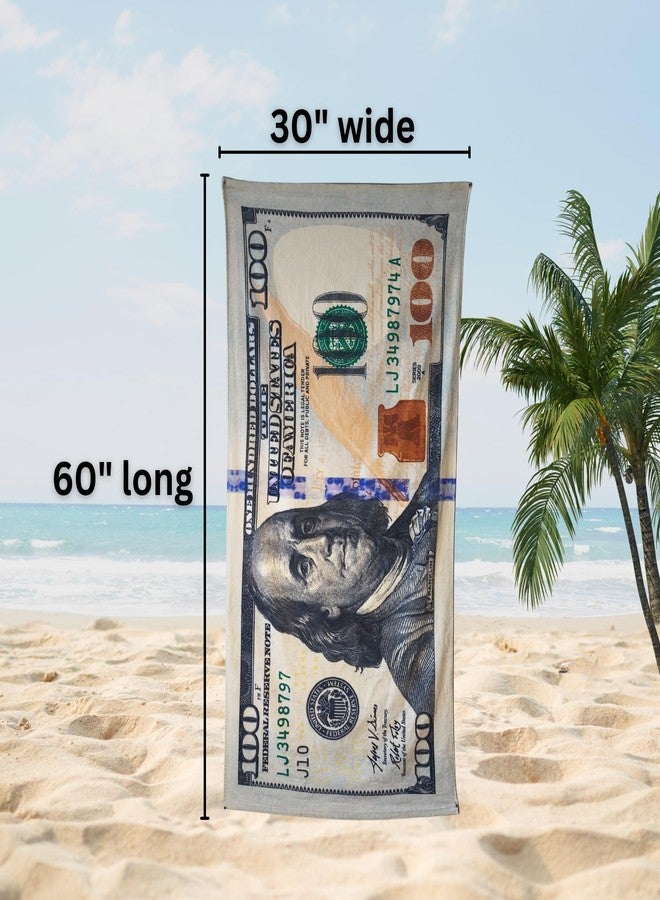 Island Gear منشفة شاطئ بقيمة 100 دولار 30"x60" - قطن ناعم فلوور، عالي الامتصاص، سريع الجفاف، سهل التعبئة لعطلة الربيع، الإجازة، الشاطئ، المسبح أو الاستلقاء تحت الشمس - خفيفة الوزن، مدمجة للسفر - هدية مبتكرة - Image 2