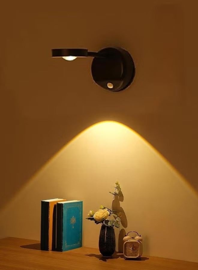 أوجا مصباحا حائط LED قابلان لإعادة الشحن، يدوران 360 درجة، يعملان بالبطارية، يُعلقان على الحائط، لإضاءة الصور، ولوحات العرض، وغرف النوم، والممرات (لا يحتاجان إلى أسلاك) | إضاءة حائط، مصباح حائط - Image 1