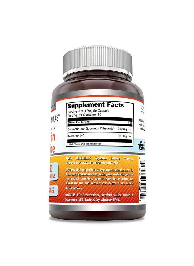 Amazing Nutrition - Amazing Formulas Quercetin Berberine 250Mg Berberine And 250Mg Quercetin 90 Veggie Capsules Supplement ; Nongmo ; Gluten Free ; Made In Usa ; Ideal For Vegetarians - Image 1