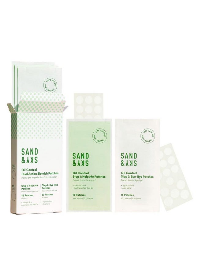 Sand & Sky Dual Action Blemish Patches Hydrocolloid Blemish Patch For Zits. With Salicylic Acid Tea Tree Oil & Hydrocolloid To Reduces Redness Inflammation And Cover Blemishes. (75 Patches)  - Image 1