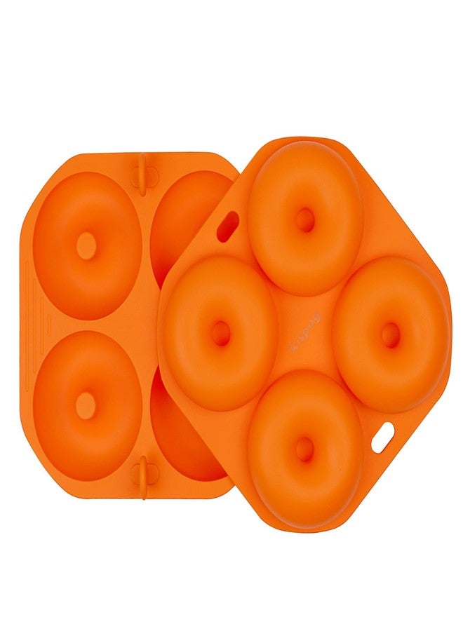 Kispog Silicone Donut Pan for Baking Orange: 2 pcs Nonstick Donut Bagel Molds 4 Cavity 3.2 inch. Air Fryer Accessories Compatible with Instant Vortex Ninja Foodi - Image 2