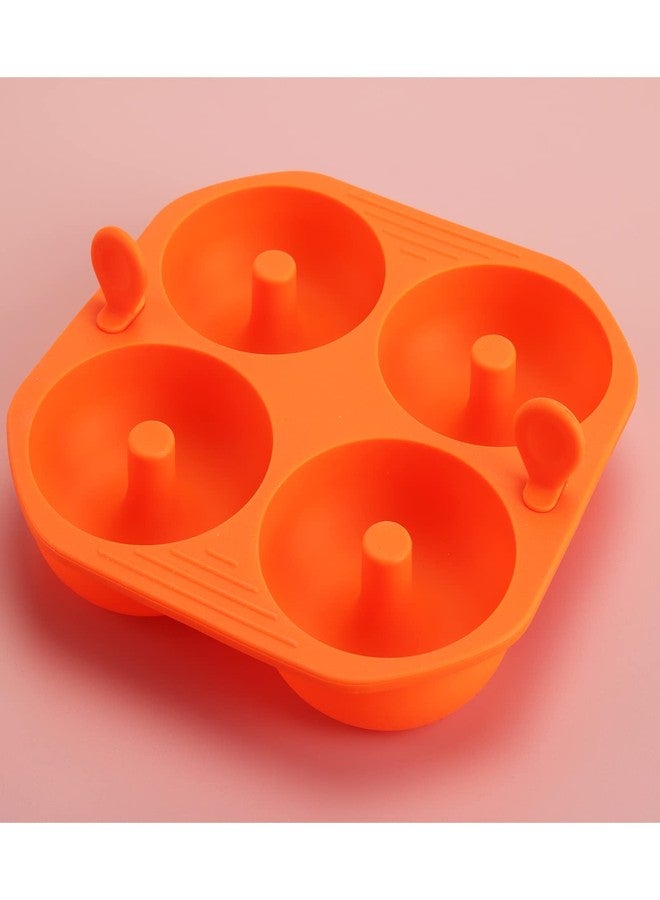 Kispog Silicone Donut Pan for Baking Orange: 2 pcs Nonstick Donut Bagel Molds 4 Cavity 3.2 inch. Air Fryer Accessories Compatible with Instant Vortex Ninja Foodi - Image 1