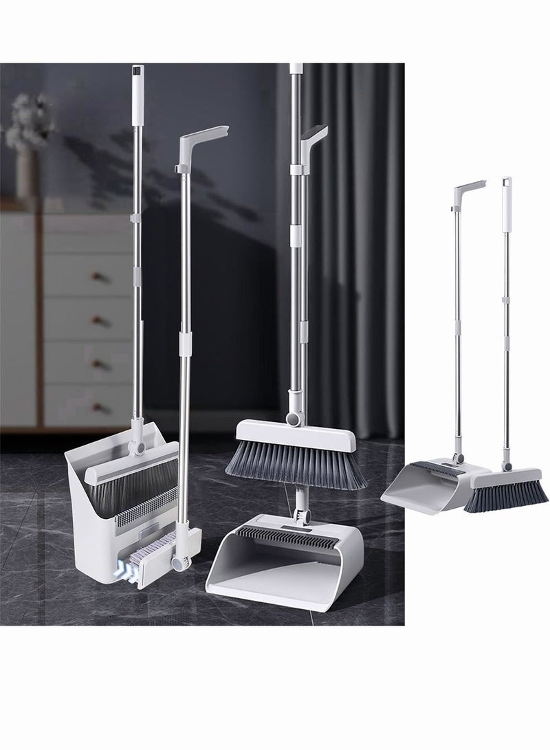 Bukela Broom and Dustpan Set with floor brush, 3-in-1 household cleaning kit with 180°Rotating Head and Dustpan Teeth, Upright storage Broom Set for Home Kitchen Bathroom Office, cleaning tools - Image 1
