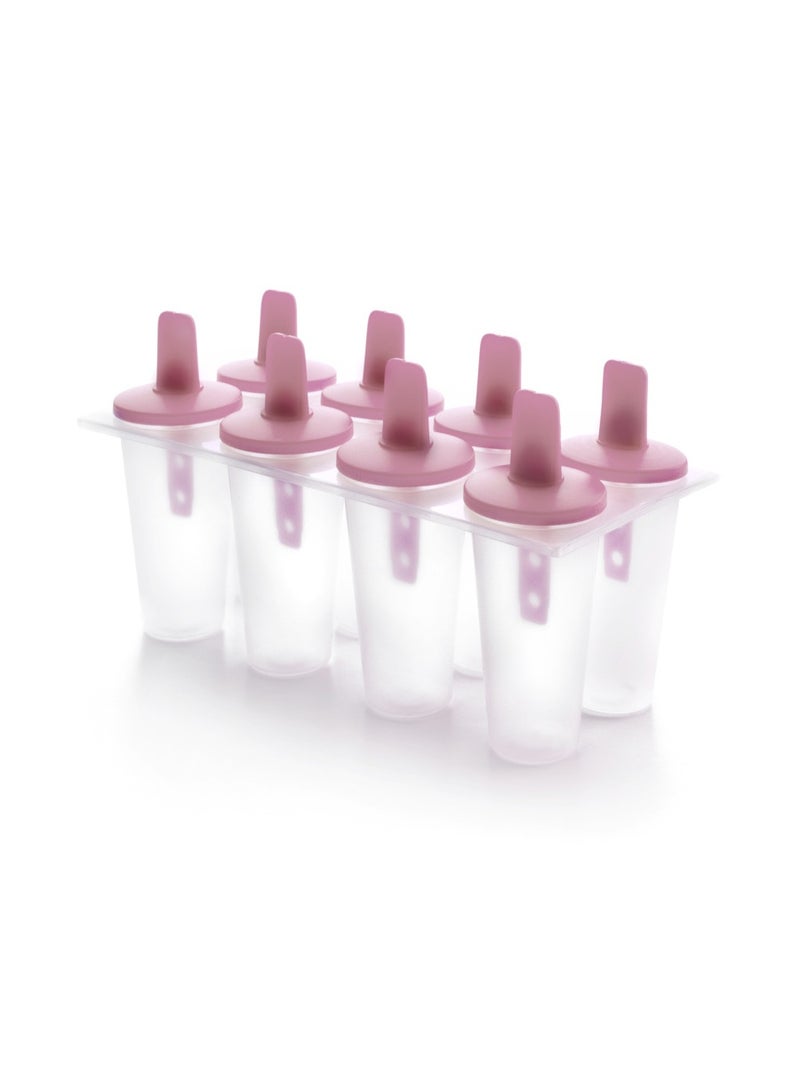 ibili 8 قوالب مثلجات مخروطية، صانع مصاصات قابلة لإعادة الاستخدام، قوالب حلوى مجمدة من السيليكون والبلاستيك آمنة للطعام، سهلة التعبئة والتنظيف، آيس كريم، مصاصات، زبادي، وحلويات مجمدة للأطفال والبالغين - Image 1