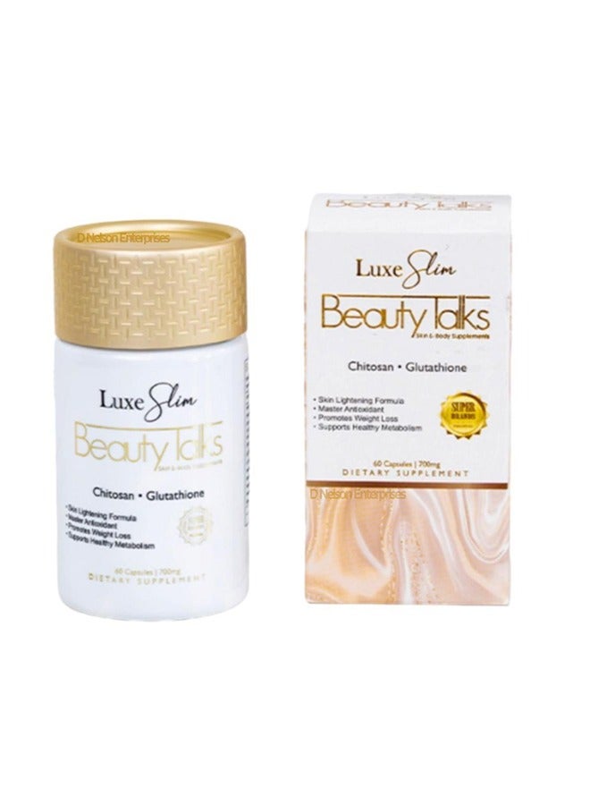 Luxe Slim Beauty Talks Skin & Body Supplements Chitosan + Glutathione 700mg 60 Caps - Image 1