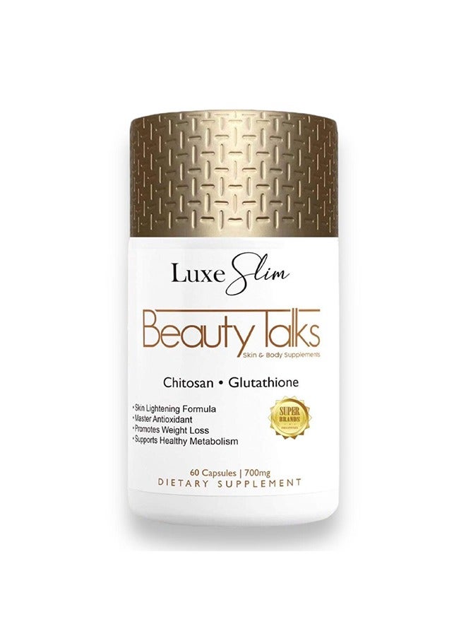 Luxe Slim Beauty Talks Skin & Body Supplements Chitosan + Glutathione 700mg 60 Caps - Image 2