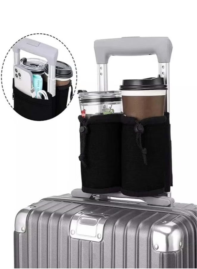 حامل كأس الأمتعة ، حامل كأس السفر للأمتعة حامل المشروبات جمع اثنين من أكواب القهوة لحقيبة السفر الصغيرة حقيبة كأس حقيبة - Image 4