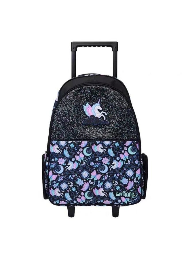 Smiggle شنطة مدرسية بعجل وعصاية سحب للبنات – يونيكورن لامعة