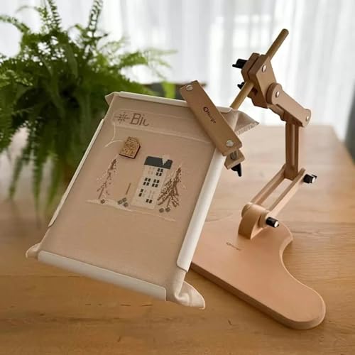 Nurge Adjustable Embroidery Table Stand with Swivel Holder, Cross Stitch Hoop Stand, Embroidery Hoop Holder. Hand Polished Natural Wood - Image 3