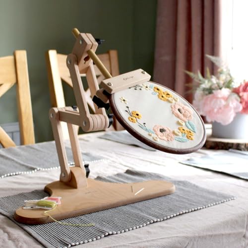 Nurge Adjustable Embroidery Table Stand with Swivel Holder, Cross Stitch Hoop Stand, Embroidery Hoop Holder. Hand Polished Natural Wood - Image 5