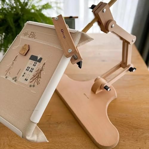 Nurge Adjustable Embroidery Table Stand with Swivel Holder, Cross Stitch Hoop Stand, Embroidery Hoop Holder. Hand Polished Natural Wood - Image 4