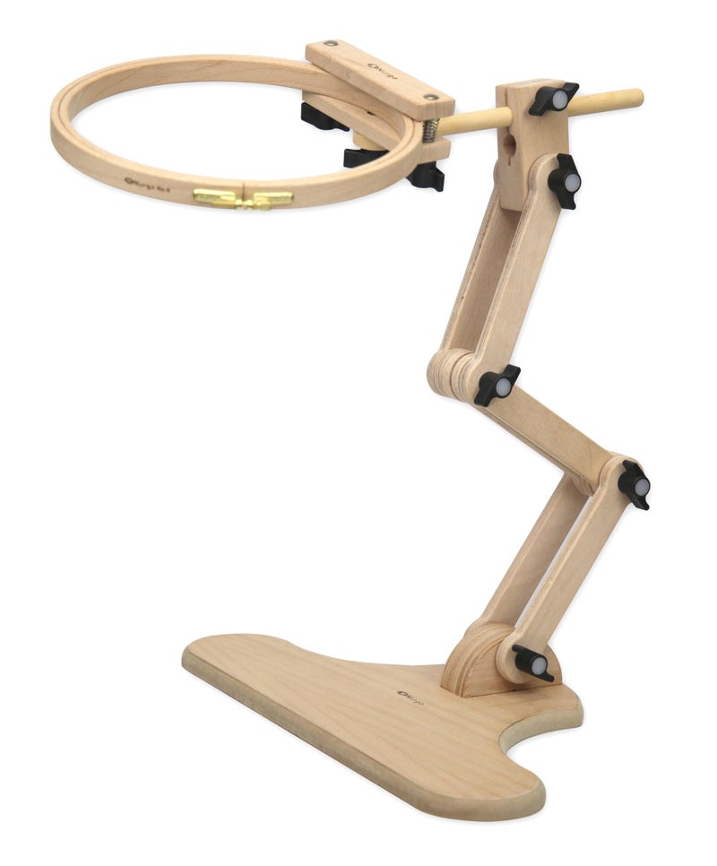 Nurge Adjustable Embroidery Table Stand with Swivel Holder, Cross Stitch Hoop Stand, Embroidery Hoop Holder. Hand Polished Natural Wood - Image 2