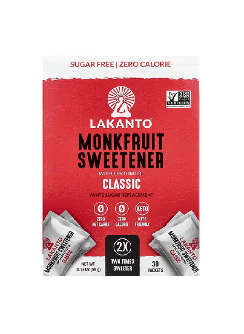 Monkfruit Sweetener with Erythritol, Classic, 30 Packets, 3.17 oz (90 g)
