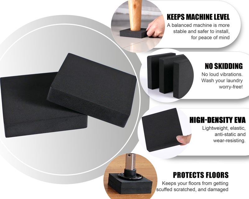 MyLifeUNIT EVA Shock Absorbing Washer Pads, Anti-Vibration Washer Mat Protector for Washing Machine Dryer Treadmill (8 Pack) - Image 3