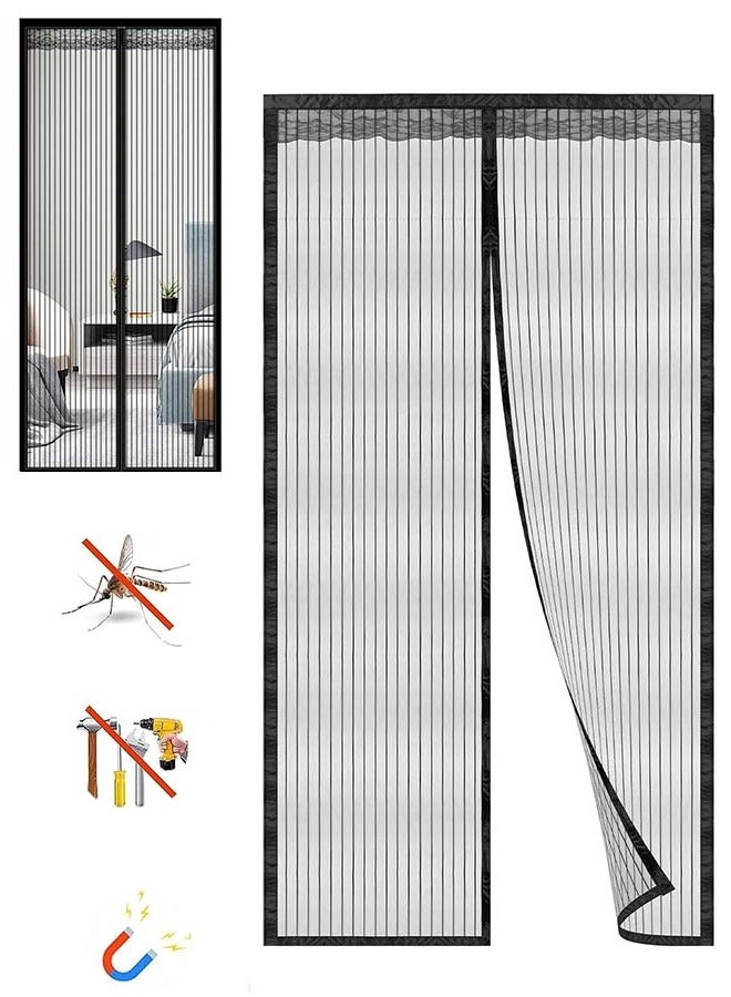 YIM-VIBEHAUS Fly Screen Door, Anti Mosquito Bug Magnetic Screen Door Mesh with Powerful Magnets and Full Frame Magic Tape,  Anti Mosquito Mesh for Bedroom/Balcony/Kitchen, No Drilling, Washable Mesh (100 x 220 cm) - Image 1