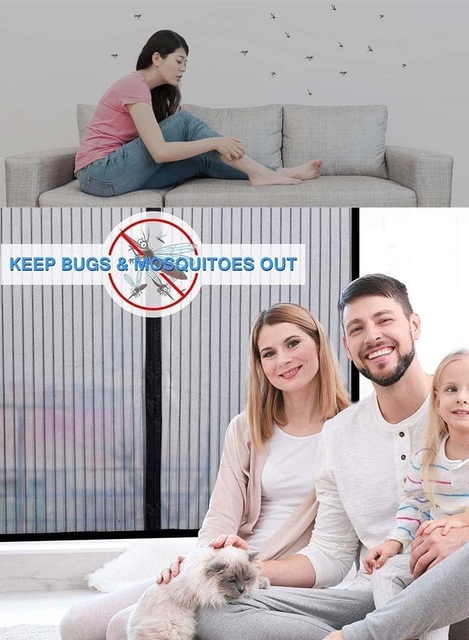 YIM-VIBEHAUS Fly Screen Door, Anti Mosquito Bug Magnetic Screen Door Mesh with Powerful Magnets and Full Frame Magic Tape,  Anti Mosquito Mesh for Bedroom/Balcony/Kitchen, No Drilling, Washable Mesh (100 x 220 cm) - Image 2