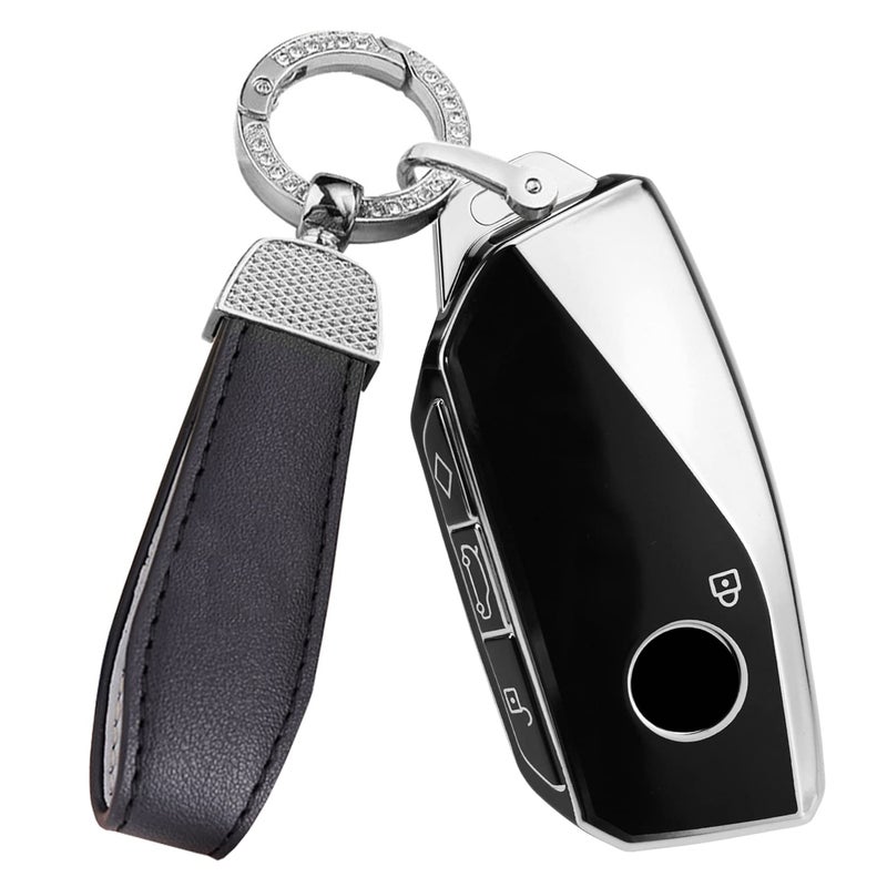 ontto Key Fob Jacket Fit for BMW 2023 7 Series 740 760i X7 IX XM TPU Smart Remote Car Key Cover Black - Image 5