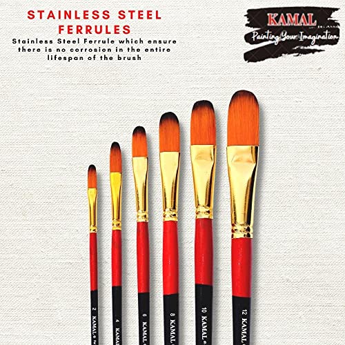 Kamal Nylon, Wood Artist Quality Synthetic Hair Filbert Paint Brush Set, Nail Art, Acrylic Painting, Modern Art, Fabric Painting - Image 4