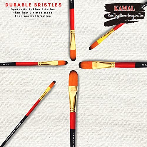 Kamal Nylon, Wood Artist Quality Synthetic Hair Filbert Paint Brush Set, Nail Art, Acrylic Painting, Modern Art, Fabric Painting - Image 3