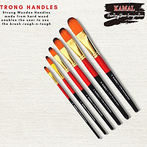 Kamal Nylon, Wood Artist Quality Synthetic Hair Filbert Paint Brush Set, Nail Art, Acrylic Painting, Modern Art, Fabric Painting - Image 2