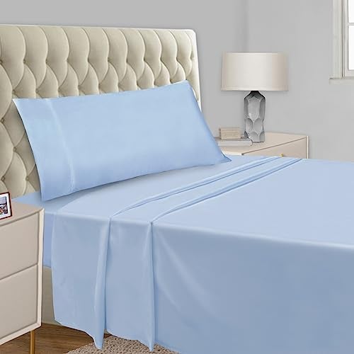 Mejoroom Twin Sheet Set  Hotel Collection Twin Sheets  Bedding Sheets  Pillowcases with Deep Pocket Fitted Sheet Breathable Wrinkle  Fade Resistant  3 PieceLight Blue