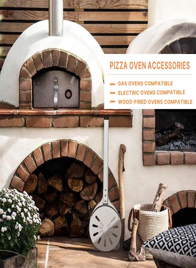 Honsdom مجرفة تقليب البيتزا، مجرفة تقليب بيتزا 8 بوصة، مجرفة بيتزا من الألومنيوم المثقب بمقبض طويل وخطاف سيليكون، ملحقات فرن البيتزا - Image 5