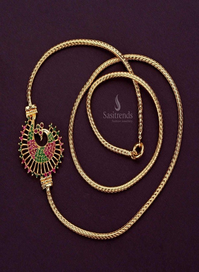 Sasitrends One Gram Micro Gold Plated Peacock Mugappu Chain for Women and Girls - Image 4