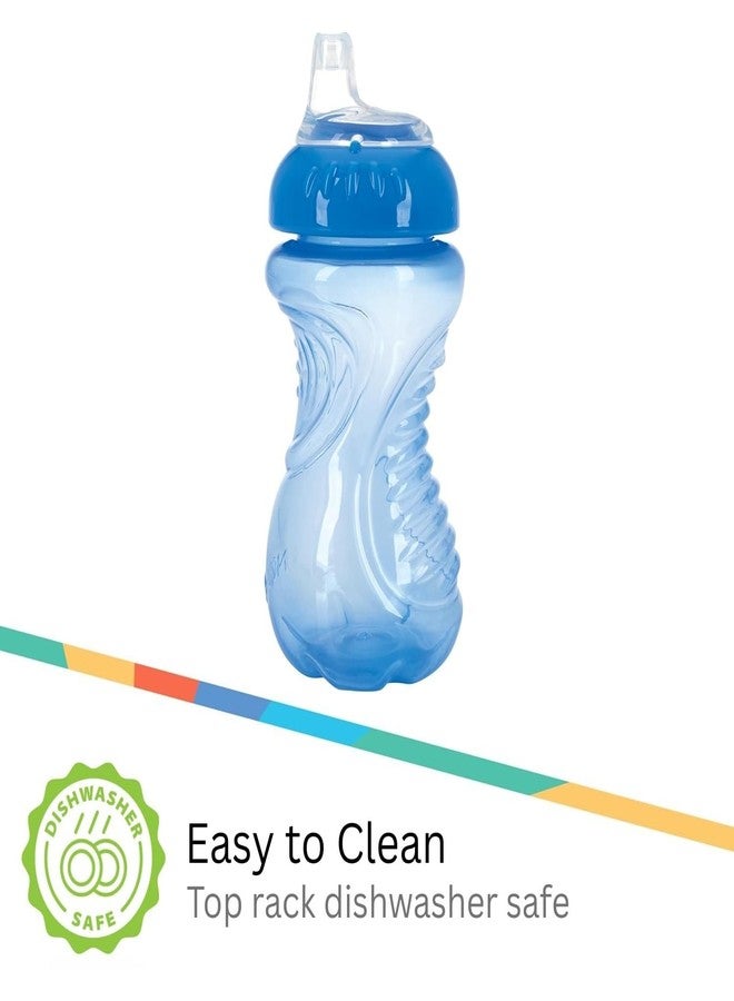 Nuby 3 Pack No Spill Toddler Sippy Cups - Toddler Cups Spill Proof with Easy and Firm Grip - Blue, Aqua, Green - Image 3