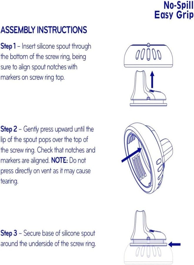 Nuby 3 Pack No Spill Toddler Sippy Cups - Toddler Cups Spill Proof with Easy and Firm Grip - Blue, Aqua, Green - Image 5