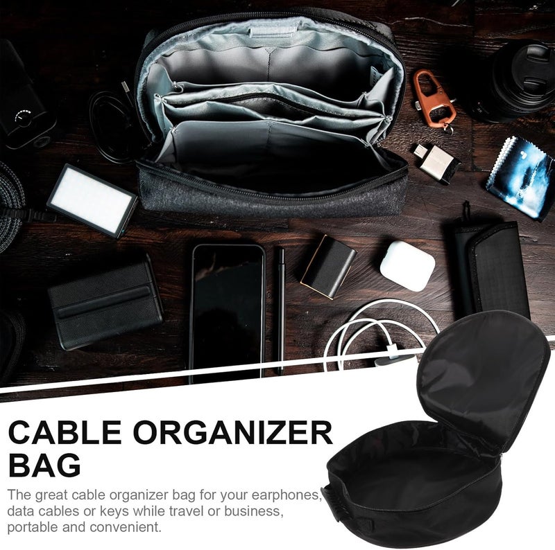 Portable Ev Cable Storage Bag, Black Mini Cable Organizer Case for Electric Car Charger, Compact Carrying Bag for Ev Charger Accessories and Electronics - Image 3