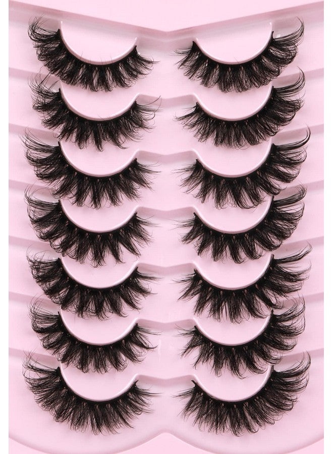 Kiromiro Mink Lashes Fluffy 6D False Eyelashes 17mm Wispy Cat Eye Lashes that Look Like Extensions Strip Lashes Pack - Image 1