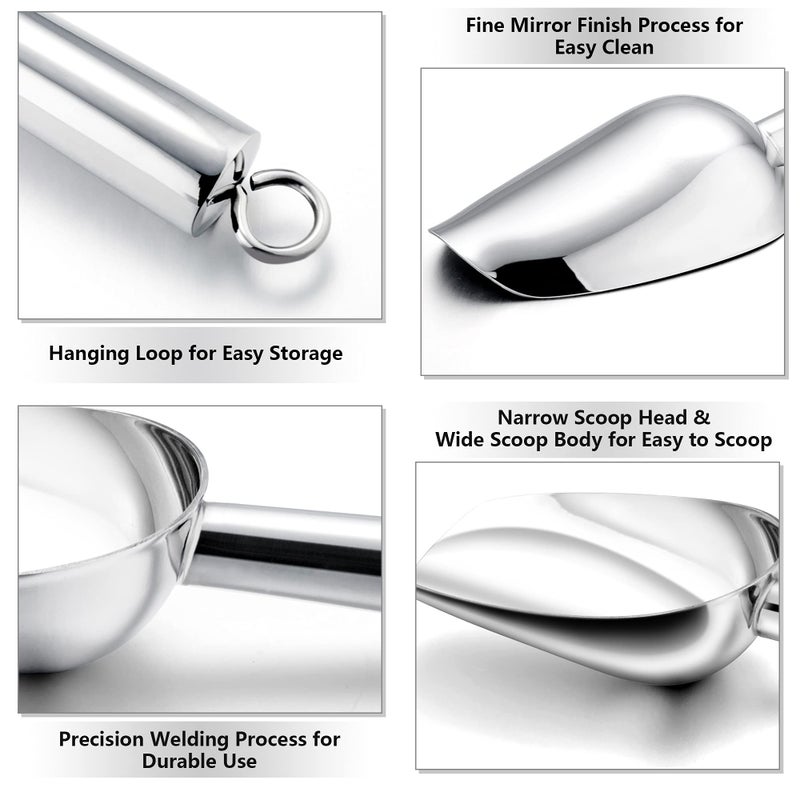 TeamFar Mini Scoop Set of 2, 3 Oz Stainless Steel Canister Small Ice Candy Scoop Utility for Kitchen Dispenser Buffet Jars, Rust Free & Sturdy, Dishwasher Safe & Mirror Finish - Image 3