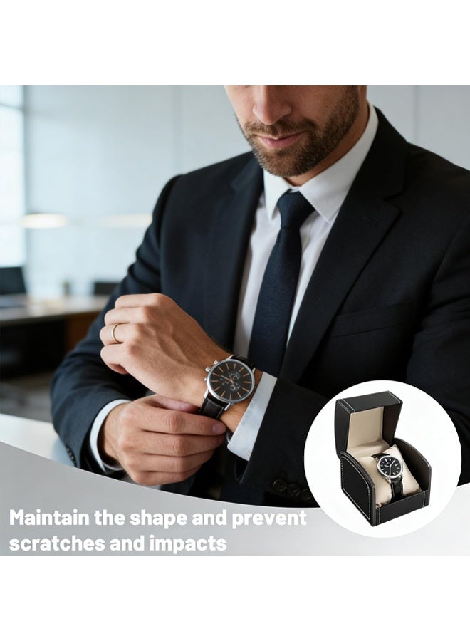 Single Watch Box for Men, Leather Watch Display Case, Secure Travel Storage Container for Most Watches, Compact Design - Image 4