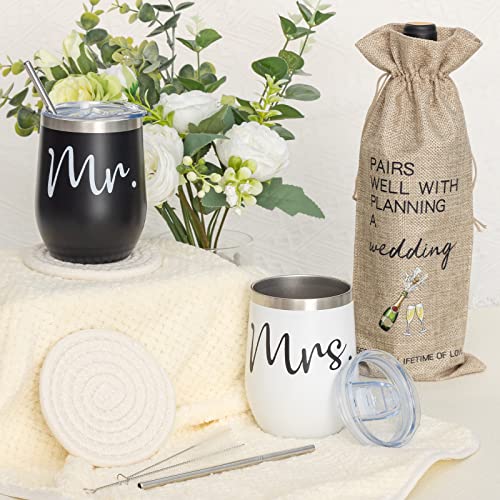 BUBOOM Wedding Gifts for Couple (11 Piece Set), Cool Engagement Baskets for Newlywed, Unique Mr and Mrs Box for Bride and Groom, Bridal Shower Gift for Bride To Be, His and Hers, Just Married - Image 4