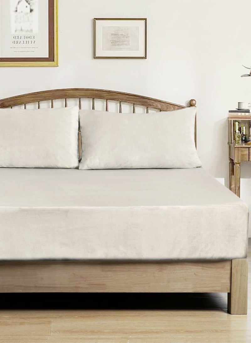 Master Home Textile Velvet Fitted Sheet Set, Single Size - 2PCS,Fits 120 x 200 cm Bed, Soft & Cozy - Image 1
