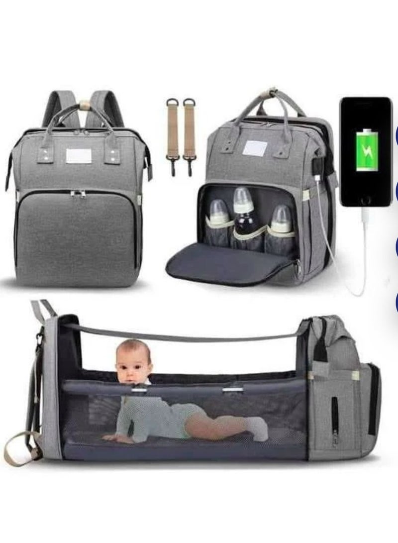 Baby bed bag 3 * 1 to carry all the child's personal belongings, with a large capacity, with a USB outlet, a spare mattress and a bed for the child to sleep outside (multi-colored) - Image 1