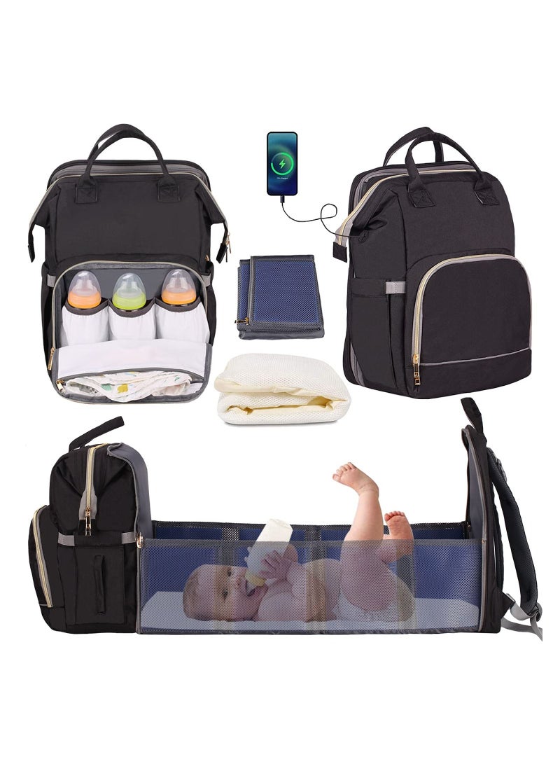 Baby bed bag 3 * 1 to carry all the child's personal belongings, with a large capacity, with a USB outlet, a spare mattress and a bed for the child to sleep outside (multi-colored)  - Image 4