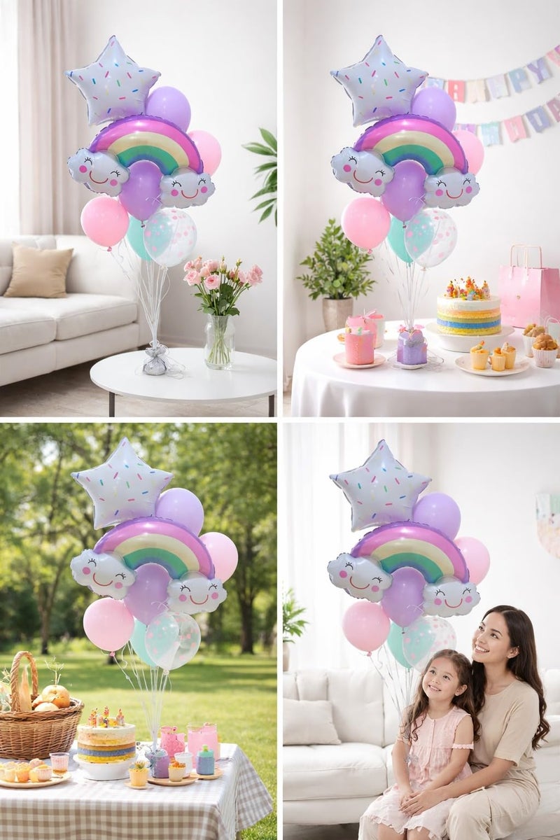 Pop the Party Rainbow Foil Balloon,1 Polka Dot and Star Balloon for Decoration,Baby Shower(Pack of 9) (Rainbow Foil Balloon Set) - Image 4