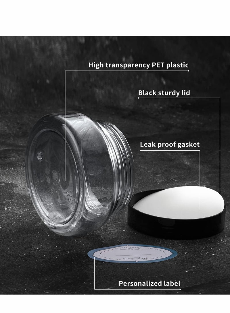 KASTWAVE 5 oz Plastic Jars with Lids and Labels Clear Refillable Round Plastic Containers Empty Cosmetic Containers for Creams, Lotions, Body Scrub, Body Butter (12 Pack) - Image 3