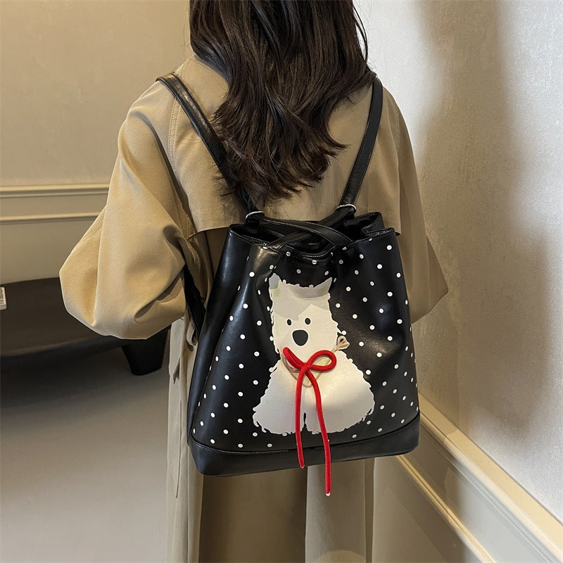 Korean Style Polka Dot Cute Red Strap Animal Cartoon Fashion All-Match Fashionable Bucket Bag Casual Shoulder Bag - Image 4