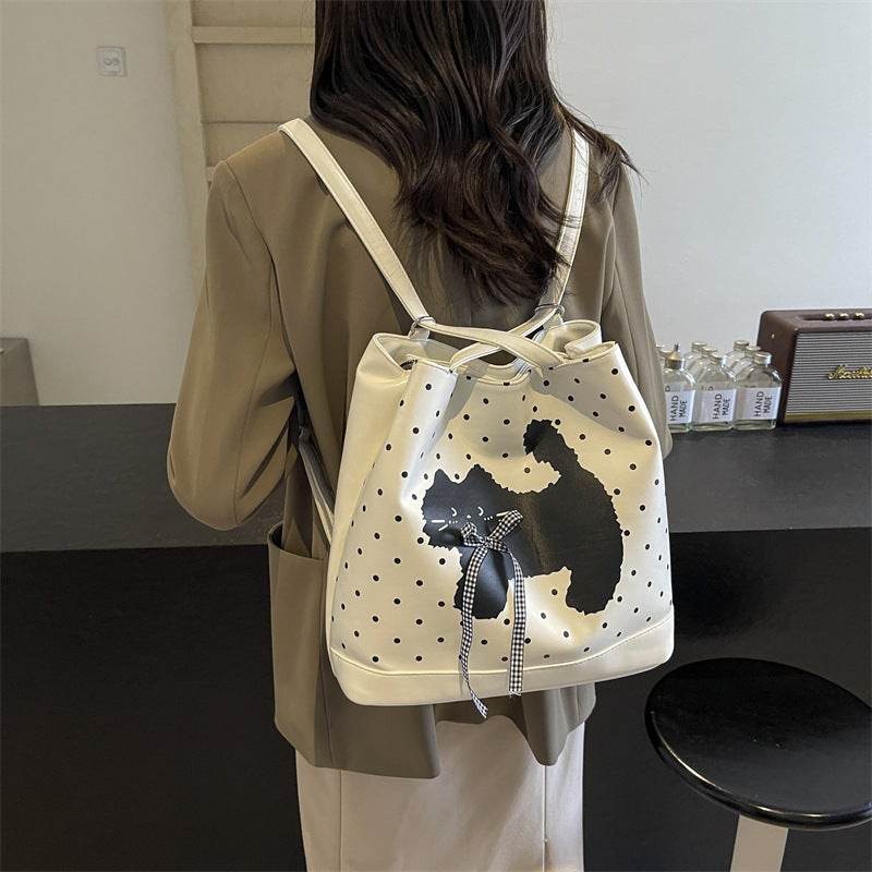 Korean Style Polka Dot Cute Red Strap Animal Cartoon Fashion All-Match Fashionable Bucket Bag Casual Shoulder Bag - Image 5