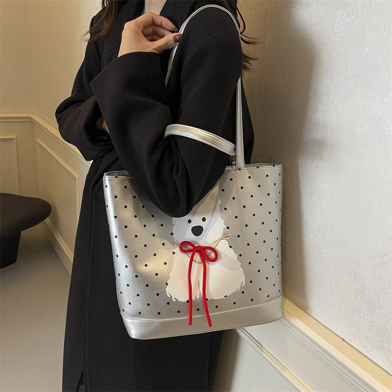 Korean Style Polka Dot Cute Red Strap Animal Cartoon Fashion All-Match Fashionable Bucket Bag Casual Shoulder Bag - Image 1