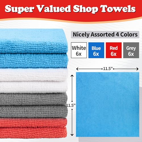 FIXSMITH Shop Towels Microfiber Cleaning Cloth Bulk 24 Pack Microfiber Towels for Cars AllPurpose Absorbent Cleaning Rags Dust Cloth for Automotive Mechanic Garage Bar 115 x 115 inch - Image 3