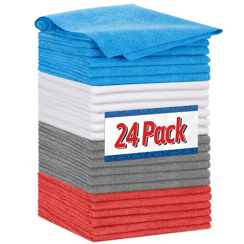 FIXSMITH Shop Towels Microfiber Cleaning Cloth Bulk 24 Pack Microfiber Towels for Cars AllPurpose Absorbent Cleaning Rags Dust Cloth for Automotive Mechanic Garage Bar 115 x 115 inch - Image 2