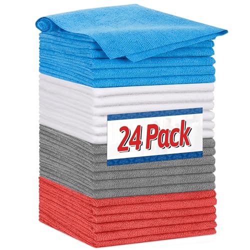 FIXSMITH Shop Towels Microfiber Cleaning Cloth Bulk 24 Pack Microfiber Towels for Cars AllPurpose Absorbent Cleaning Rags Dust Cloth for Automotive Mechanic Garage Bar 115 x 115 inch - Image 1